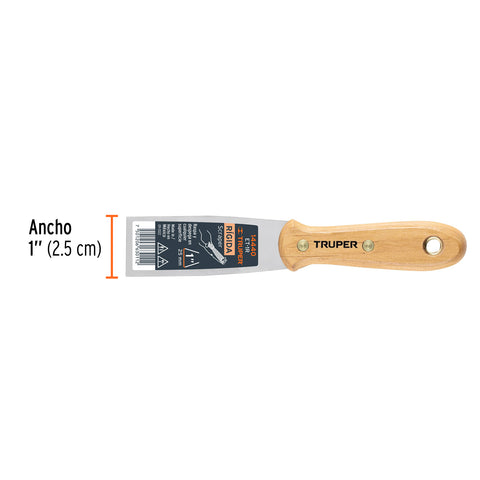 Espátula rígida 1' con mango de madera, Truper | ET-1R | 14440