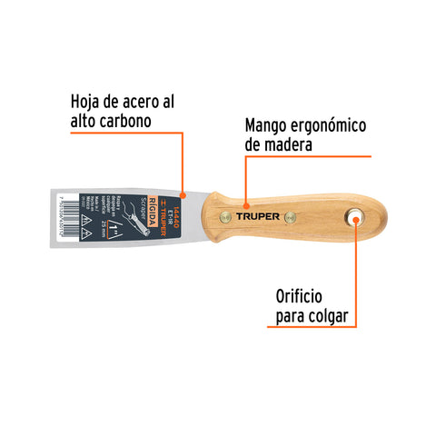 Espátula rígida 1' con mango de madera, Truper | ET-1R | 14440