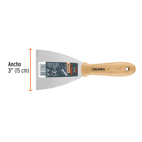 Espátula rígida 3' con mango de madera, Truper | ET-3R | 14442