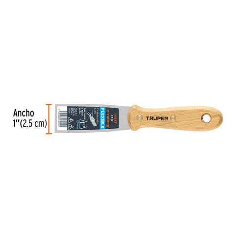 Espátula flexible 1' con mango de madera, Truper | ET-1F | 14447