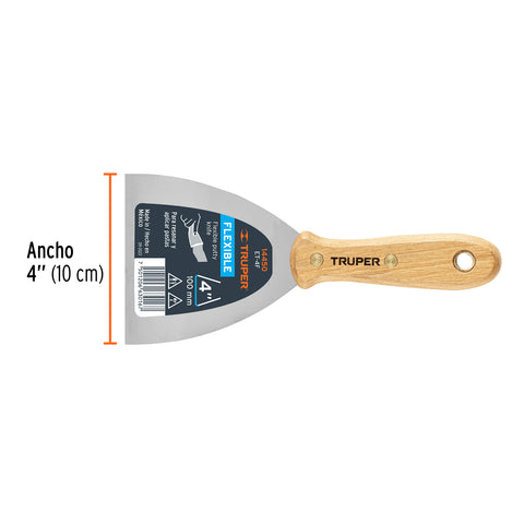 Espátula flexible 4' con mango de madera, Truper | ET-4F | 14450