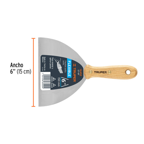 Espátula flexible 6' con mango de madera, Truper | ET-6F | 14452