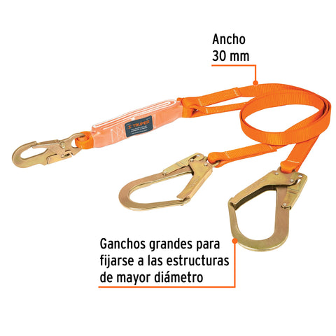 Línea de vida absorbedor impacto, doble brazo, gancho grande | CAB-5432-18 | 14454
