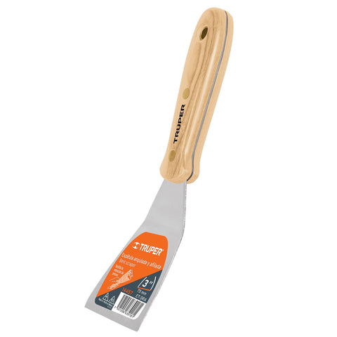 Espátula afilada y angulada 3' con mango de madera, Truper | ET-3RA | 14457