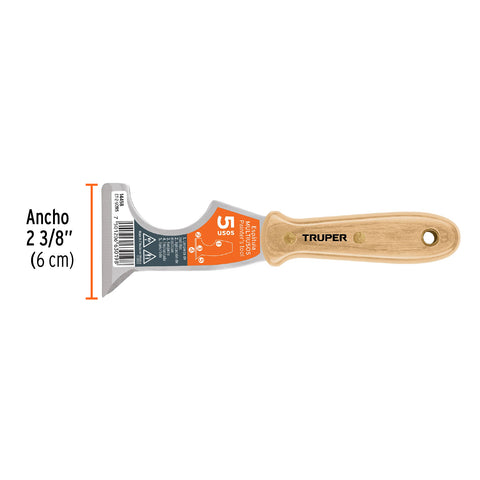 Espátula 2-1/2' de 5 usos con mango de madera, Truper | ET-2-1/2R5 | 14458