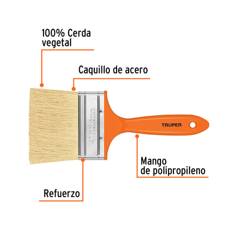 Brocha para encalar e impermeabilizar de 4', mango plástico | BREN-4 | 14492