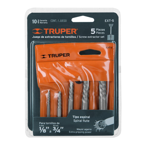 Juego con 5 extractores de tornillos, Truper | EXT-5 | 14512