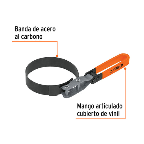 Llave de banda metálica 3-1/4'-3-3/4' para filtro de aceite | LF-10 | 14518