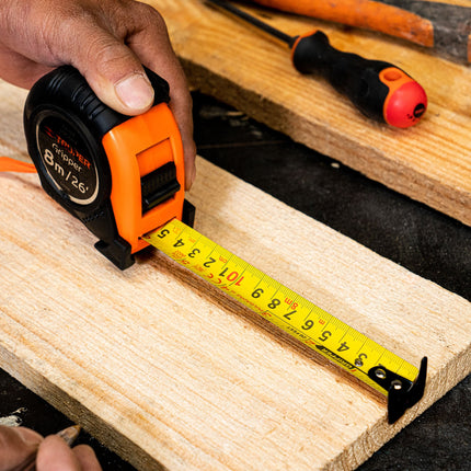 Flexómetro Gripper contra impactos 8 m cinta 25 mm, Truper | FH-8M | 14579