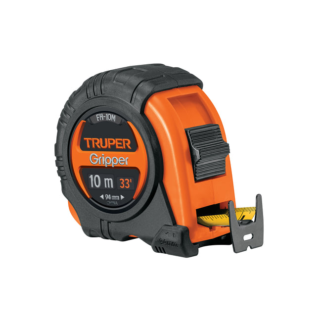 Flexómetro Gripper contra impactos 10 m cinta 32 mm, Truper | FH-10M | 14582