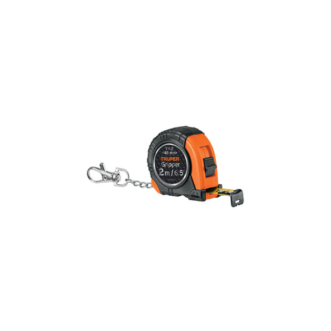 Flexómetro Gripper de 2 m tipo llavero, cinta 13 mm, Truper | FH-2 | 14602