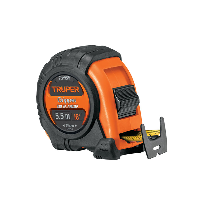 Flexómetro Gripper contra impactos 5.5 m cinta 25 mm, Truper | FH-55M | 14613