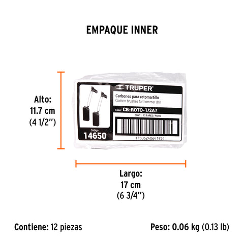 Bolsa con 2 carbones de repuesto para ROTO-1/2A7, TRUPER | CB-ROTO-1/2A7 | 14650