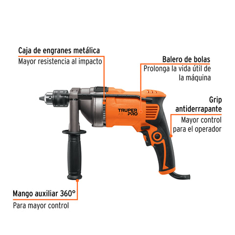 Rotomartillo 1/2', 850W, TRUPER PRO | ROTO-1/2A9 | 14659