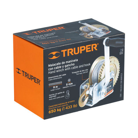 Malacate de manivela 650 kg con cable, Truper | MAW-54C | 14720