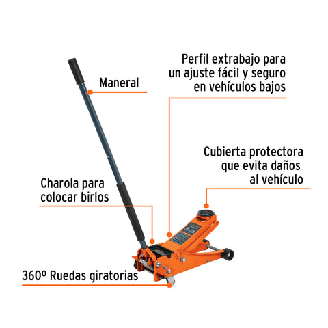 Gato hidráulico profesional de patín, 3t, elevación rápida | GAPRO-3PB | 14806