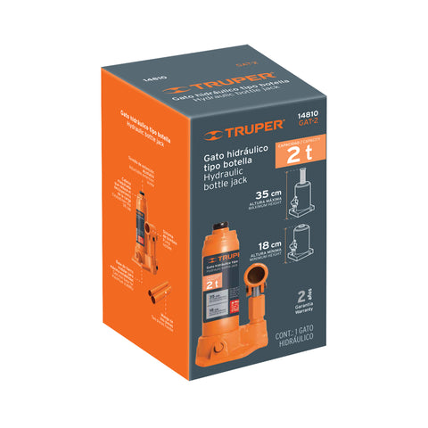 Gato hidráulico de botella de 2 Ton, Truper | GAT-2 | 14810
