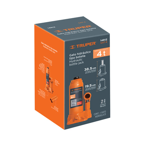 Gato hidráulico de botella de 4 Ton, Truper | GAT-4 | 14812
