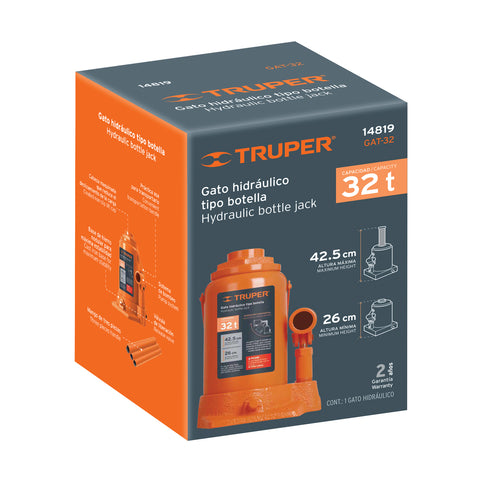 Gato hidráulico de botella de 32 Ton, Truper | GAT-32 | 14819