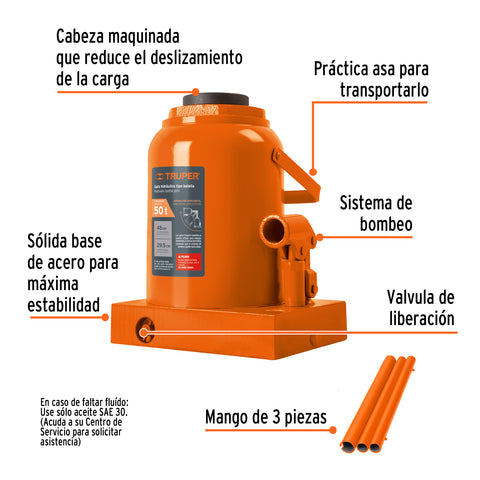 Gato hidráulico de botella de 50 Ton, Truper | GAT-50 | 14821