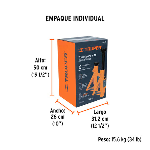 Caja con 2 torres de 6 ton para auto, Truper | TORAU-6 | 14845