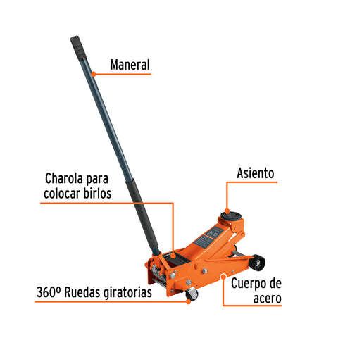 Gato hidráulico de patín 3t profesional, elev rápida, Truper | GAPRO-300 | 14949