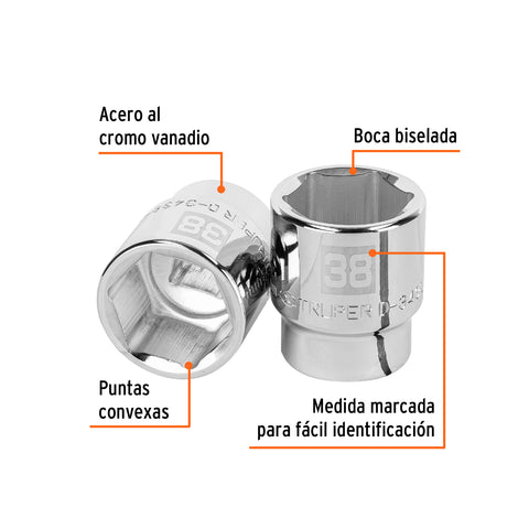 Dado de 38 mm, 6 puntas, cuadro 3/4', Truper | D-3438-M | 14989