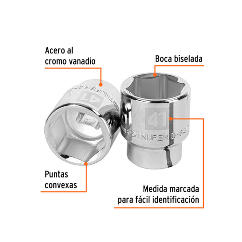 Dado de 41 mm, 6 puntas, cuadro 3/4', Truper | D-3441-M | 14993