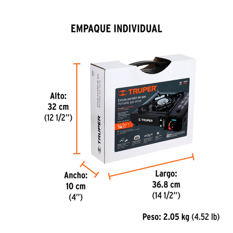 Estufilla portátil para gas, encendido electrónico, Truper | ESPO-1 | 15005