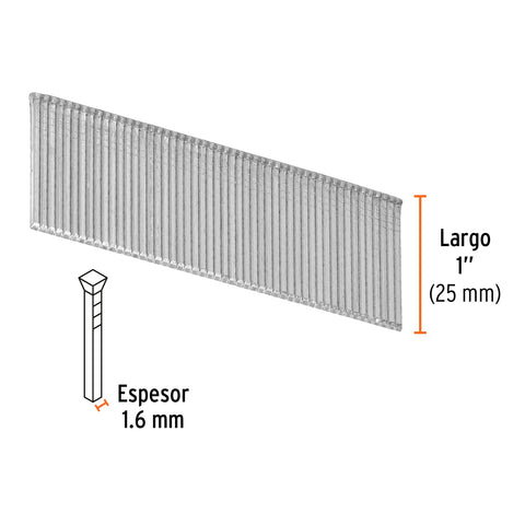 Caja con 2500 clavos calibre 16, 25 mm para CLNE-16, Truper | CLANEU-16-25 | 15010