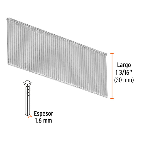 Caja con 2500 clavos calibre 16, 30 mm para CLNE-16, Truper | CLANEU-16-30 | 15011