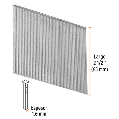 Caja con 2500 clavos calibre 16, 64 mm para CLNE-16, Truper | CLANEU-16-64 | 15017