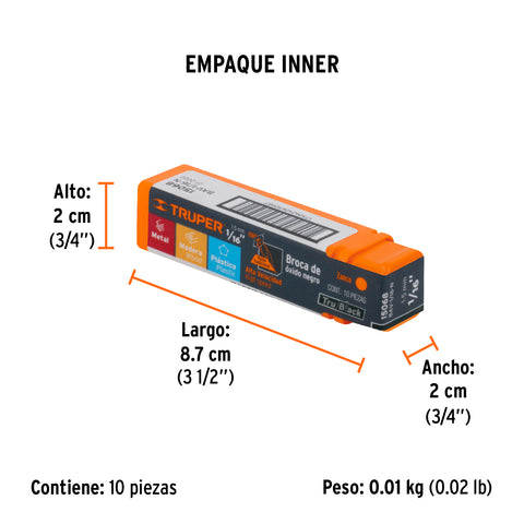 Broca HSS 1/16' Trublack para metal, Truper | BAV-1/16-N | 15068