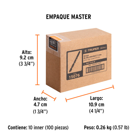 Broca HSS 3/32' Trublack para metal, Truper | BAV-3/32-N | 15076
