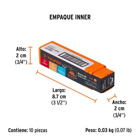 Broca HSS 7/64' Trublack para metal, Truper | BAV-7/64-N | 15077