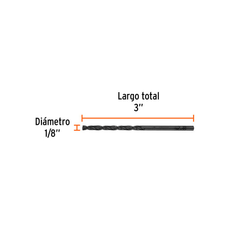 Broca HSS 1/8' Trublack para metal, Truper | BAV-1/8-N | 15078