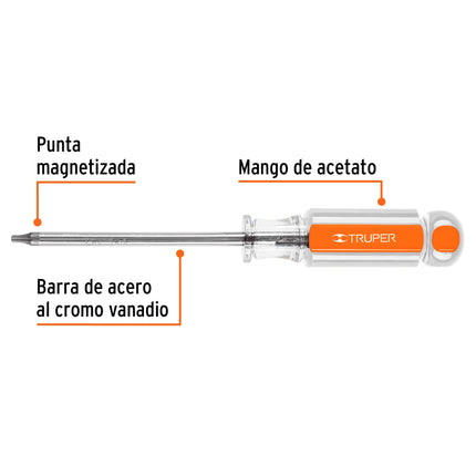Desarmador punta Torx T 15 mango de acetato, Truper | DT-15 | 15102