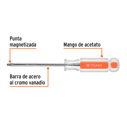 Desarmador punta Torx T 25 mango de acetato, Truper | DT-25 | 15104