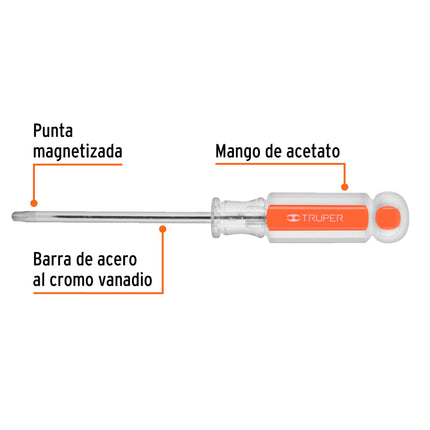 Desarmador punta Torx T 27 mango de acetato, Truper | DT-27 | 15105