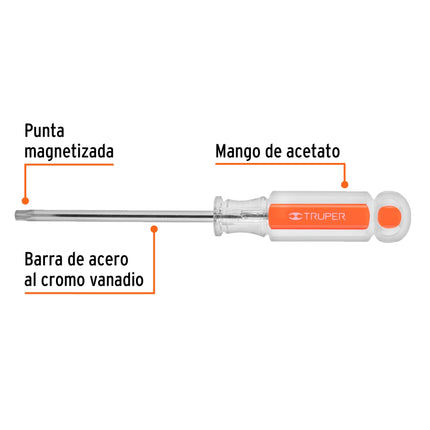 Desarmador punta Torx T 30 mango de acetato, Truper | DT-30 | 15106