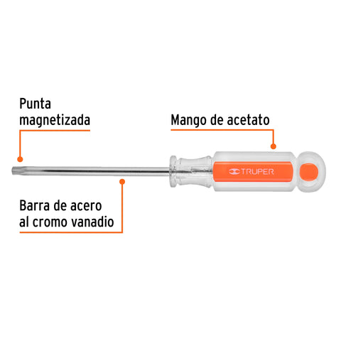 Desarmador punta Torx T 30 mango de acetato, Truper | DT-30 | 15106