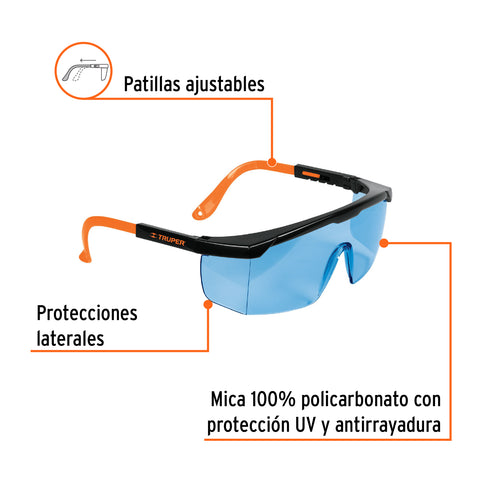 Lentes de seguridad ajustables azules, Truper Classic | LEN-2000Z | 15136
