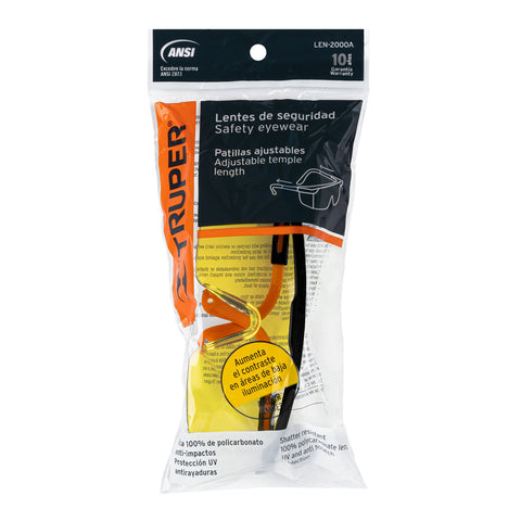 Lentes de seguridad ajustables ambar, Truper Classic | LEN-2000A | 15137