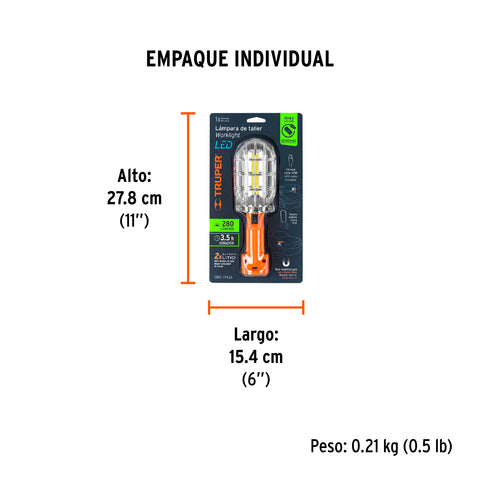 Lámpara LED 280 lm de taller, recargable, Truper | LAT-280 | 15143