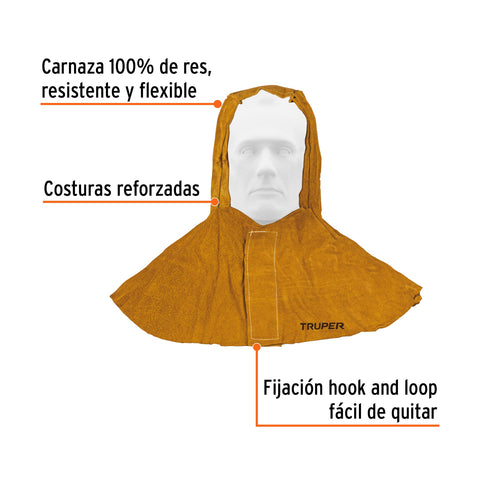 Protección para soldar, capucha de carnaza, Truper | PROSO-4 | 15145