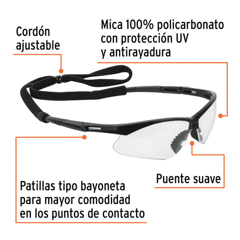 Lentes seguridad claros antiempaño c/cordón ajustable, Sport | LESP-ST | 15170