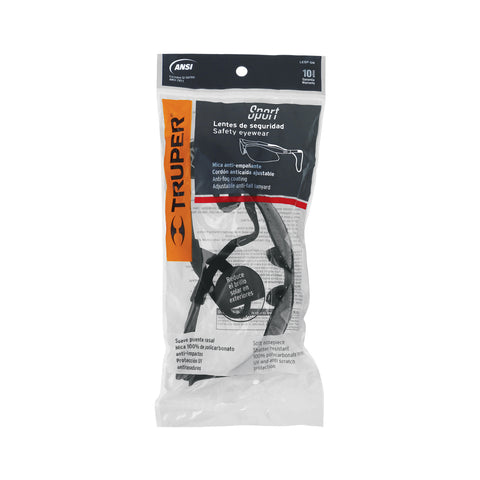 Lentes seguridad grises antiempaño c/cordón ajustable, Sport | LESP-SN | 15172