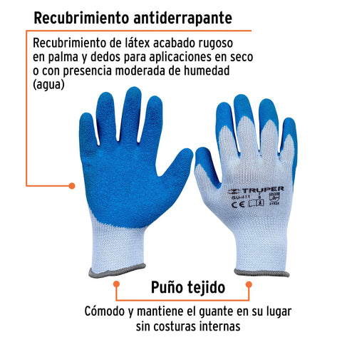 Guantes de poliéster recubiertos de latex, CH, TRUPER | GU-411 | 15265