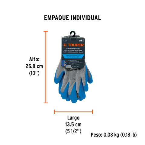 Guantes de poliéster recubiertos de latex, CH, TRUPER | GU-411 | 15265