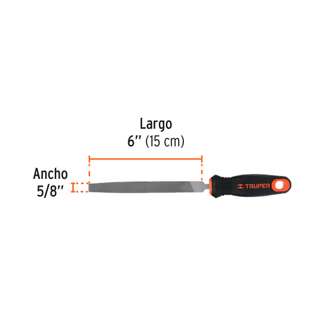 Lima plana bastarda 6' con mango doble inyección, TRUPER | LPB-6T | 15309